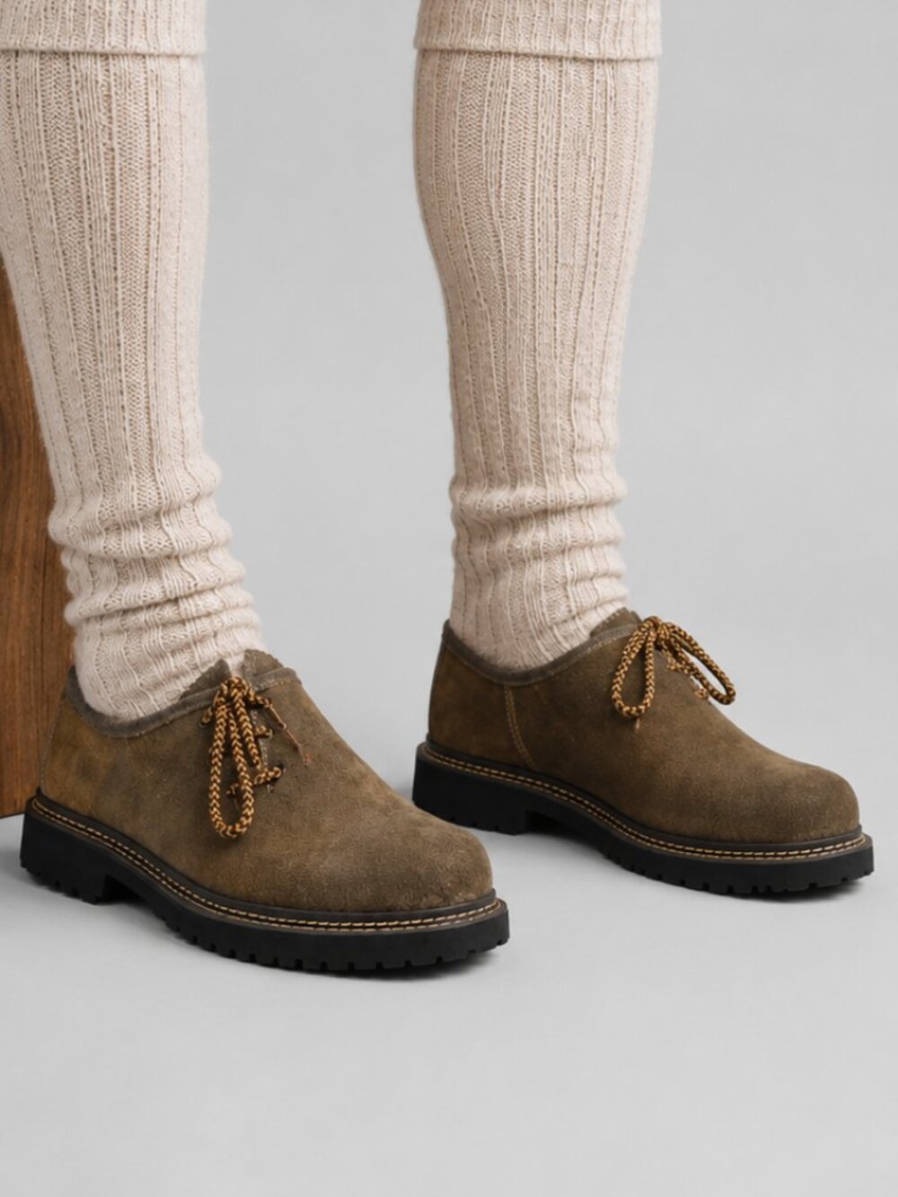 Classic Bavarian Lederhosen Shoes  Men’s Suede Antiqued Brown German Footwear